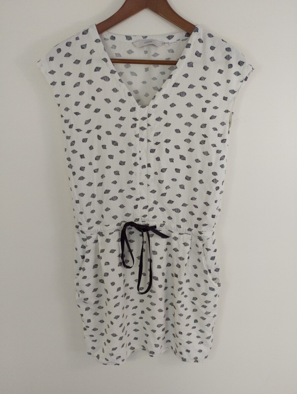 Numph V-Neck Drawstring Mini Dress Size 34